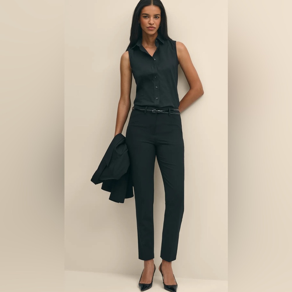 Brooks Brothers Women's The Explorer Stretch Wool Slim Black Crop Pants Size 14